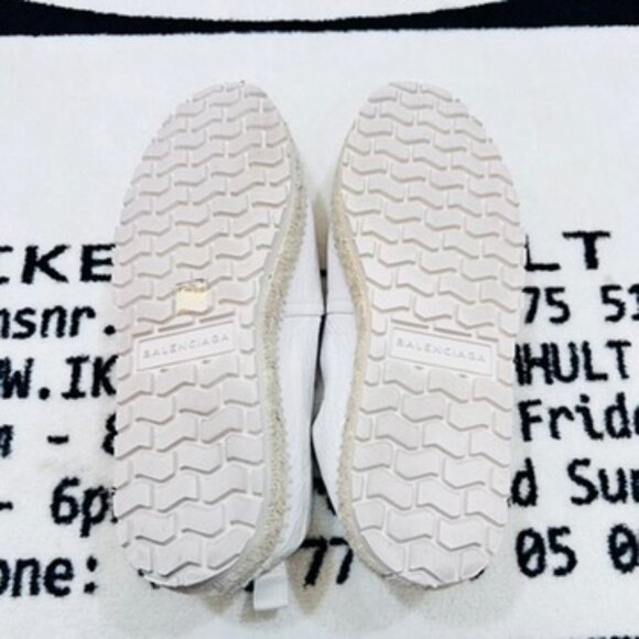Balenciaga White Leather Platform Espadrilles